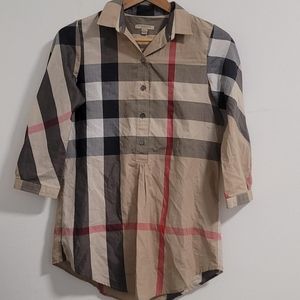 Burberry Shirt | Patterned | 3/4 sleeve | Size XS